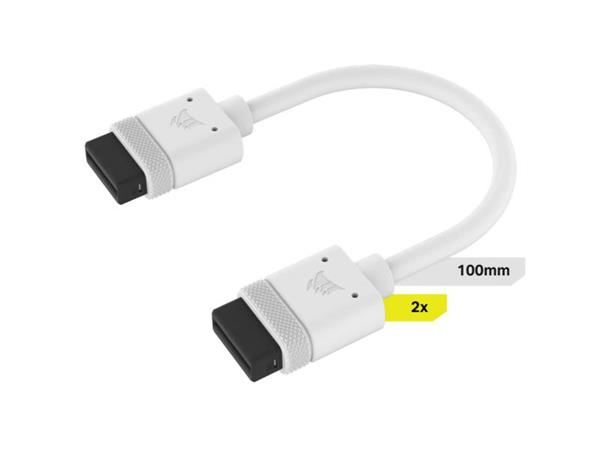 Corsair Diy Cable Icue Link 2X100Mm With Straight Connectors - White - Cl-9011129-Ww Cl-9011129-Ww