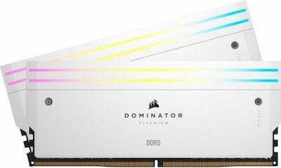 Corsair Dominator Titanium RGB XMP White 32GB DDR5 RAM με 2 Modules (2x16GB) και Ταχύτητα 7200