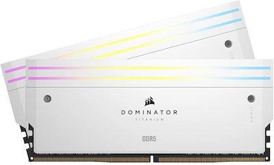 Corsair Dominator Titanium RGB XMP White 64GB DDR5 RAM με 2 Modules (2x32GB) και Ταχύτητα 6400