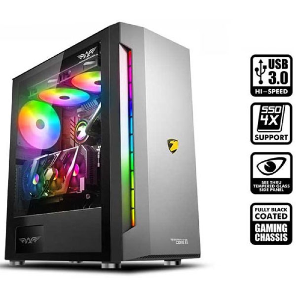 ARMAGGEDDON ATX GAMING PC CASE WITH RGB LIGHT TESSARAXX CORE 11 BLACK