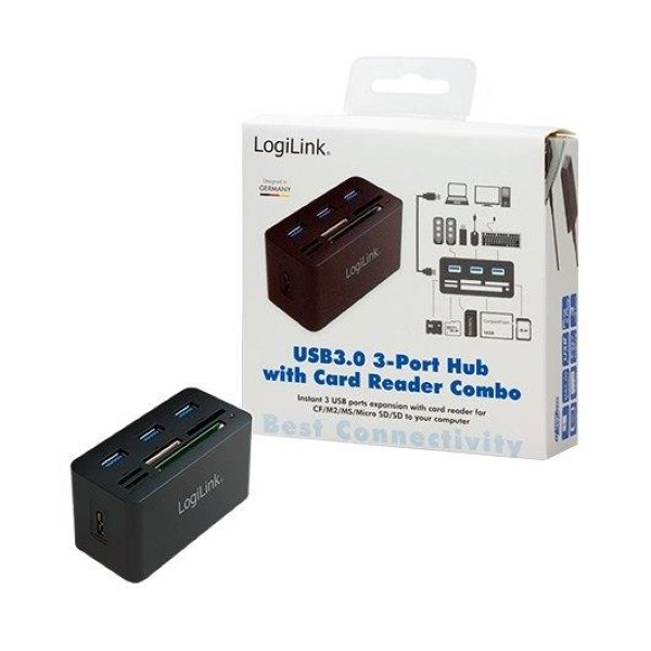 LOGILINK HUB 3 PORTS USB 3.0+ CARD READER