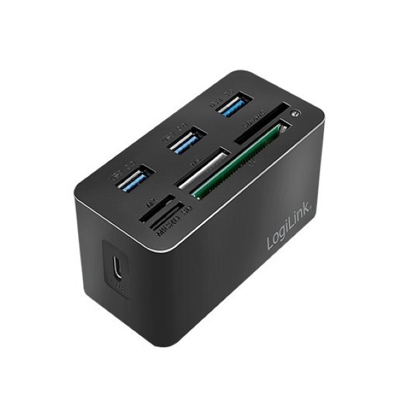 LOGILINK USB-C HUB MINI DOCKING BLACK 3XUSB3. 2 / SUPPORTS SD + MICROSD + M2 + MS + CF CARDS CR0046