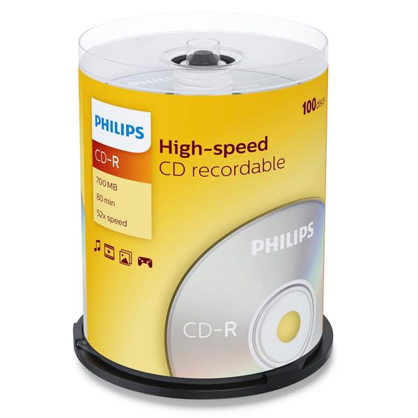 1X100 PHILIPS CD-R 80MIN 700MB 52X SP