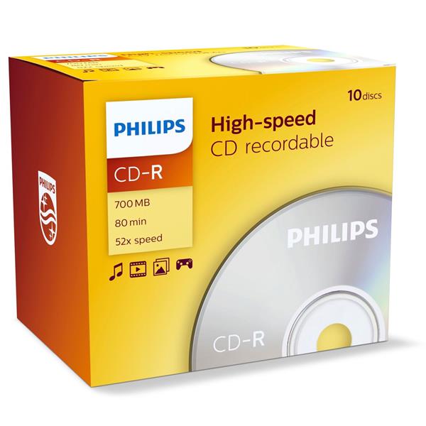 1X10 PHILIPS CD-R 80MIN 700MB 52X JC