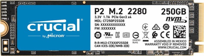 CRUCIAL SSD 250GB 1150/2100 P2 M.2  NVME