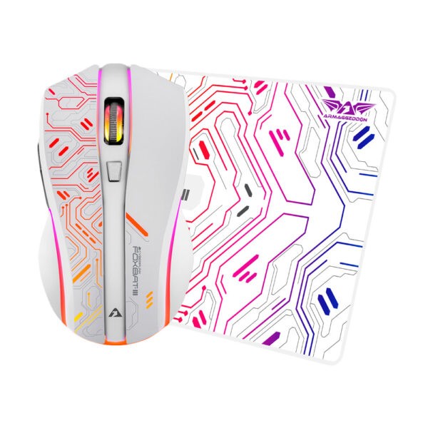 ARMAGGEDDON 2.4G WIRELESS GAMING MOUSE RGB 10000 CPI MIKOYAN FOXBAT-III CYBERPUNK WHITE