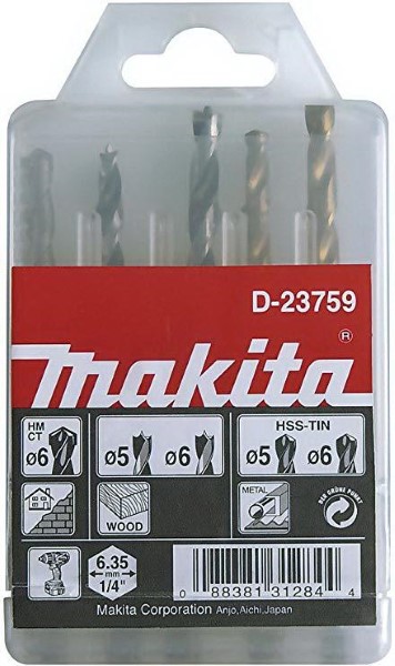 MAKITA DRILL SET 1-4 ", 5-PIECE