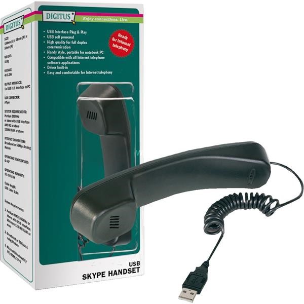 DIGITUS USB TELEPHONE HANDSET, HEADSET  BLACK