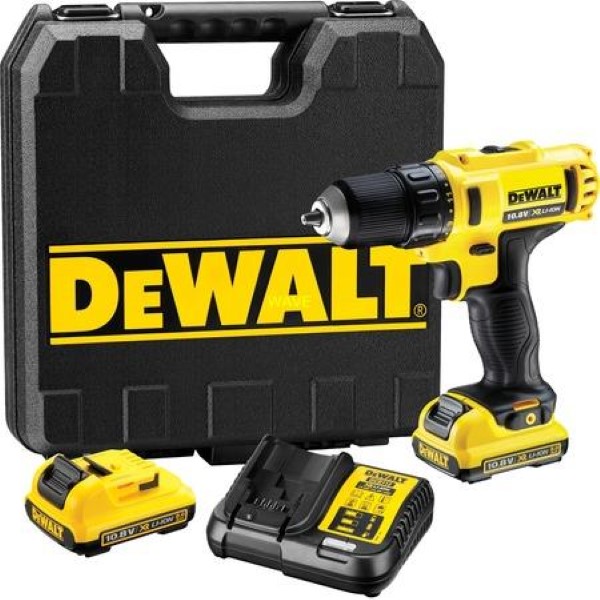 DEWALT CORDLESS DRILL DCD710D2, 10,8VOLT YELLOW - BLACK, 2X LI-ION BATTERY 2,0AH