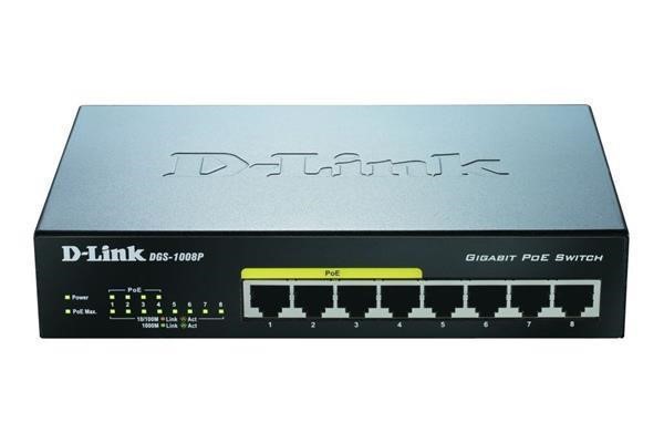 DLINK DGS-1008P 8-PORT 10/100/1000MBPS 4 POE PORTS