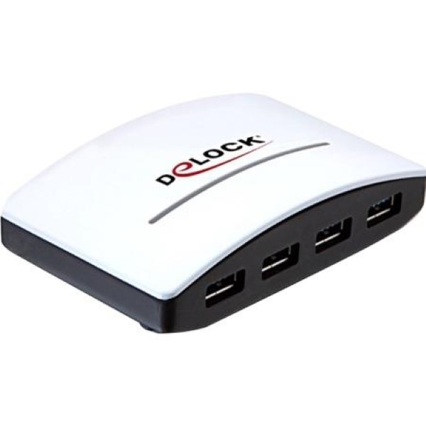 DELOCK USB 3.0 EXTERNAL HUB 4 PORT USB HUB WHITE - BLACK, RETAIL