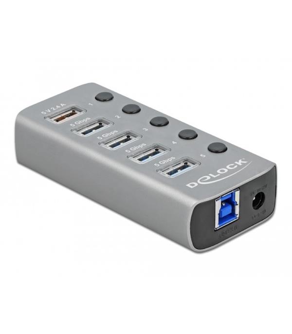 DELOCK USB 3.2 GEN1 HUB+ 4PO+1SLK +ST+BE 63262