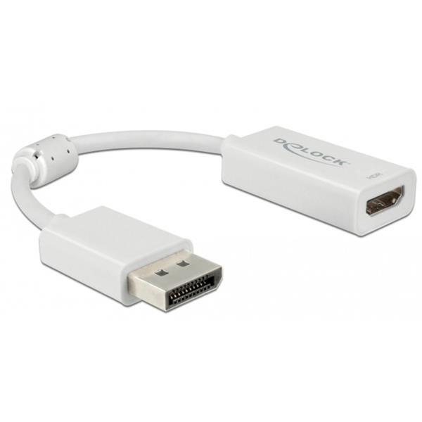DELOCK ADAPTER DISPLAYPORT> HDMI 4K 60HZ WITH HDR FUNCTION PASSIVE WHITE, 10CM