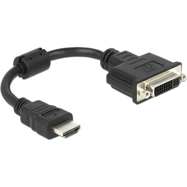 DELOCK ADAPTER HDMI MALE> DVI 24 - 5 FEMALE BLACK, 20 CM