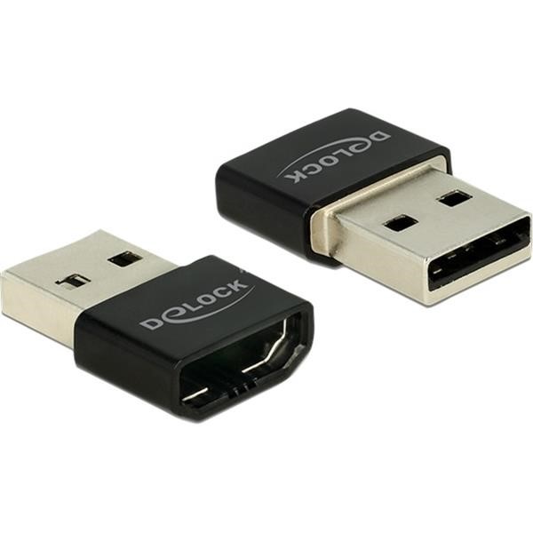 DELOCK HDMI-A FEMALE> USB A PLUG ADAPTER BLACK, SUPPORTS ALL VERSIONS MHL