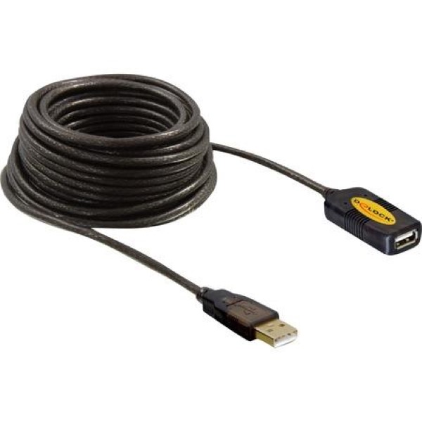 DELOCK USB 2.0 EXTENSION CABLE BLACK, 10 METERS