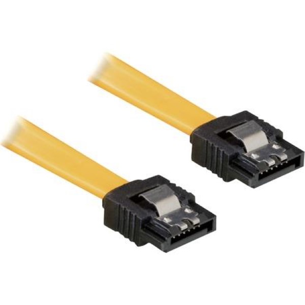DELOCK SATA CABLE YELLOW, 30 CM, INCL. SAFETY LATCH