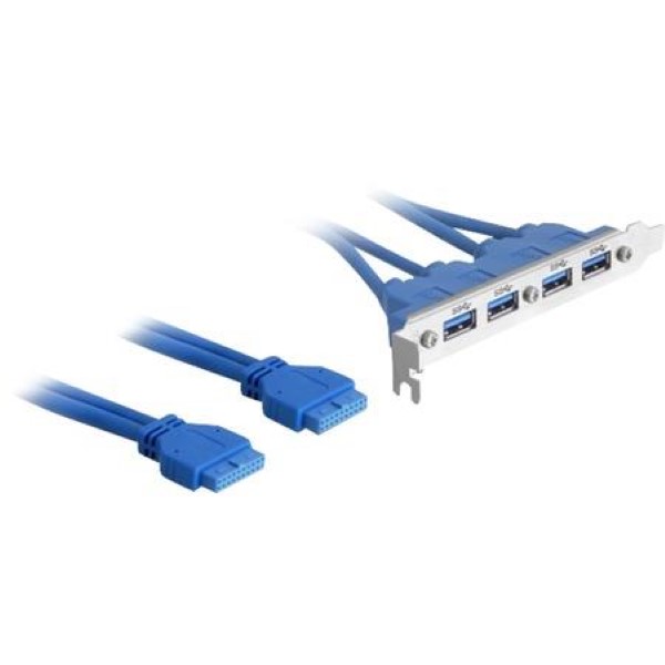 DELOCK BRACKET USB3.0 PIN HEADER 19PIN, SLOT BRACKET 4 PORT