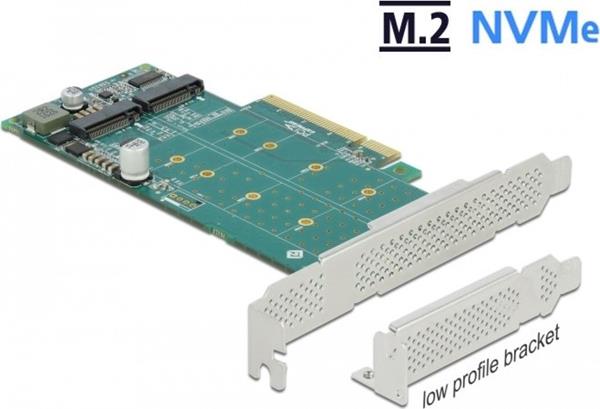 DELOCK PCIE X8>2X IN. M.2 KEY-M BIF. LP 89045