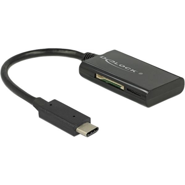 DELOCK USB-C CARD READER BLACK, RETAIL