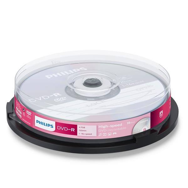1X10 PHILIPS DVD-R 4,7GB 16X SP