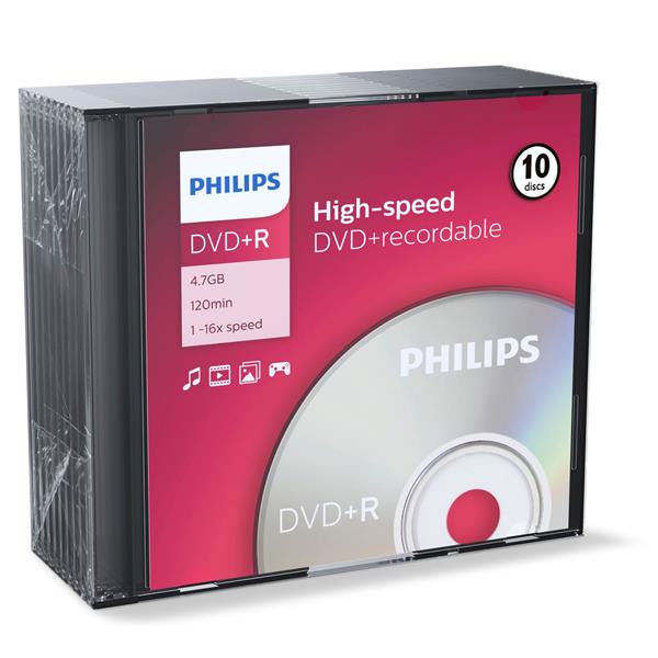 1X10 PHILIPS DVD+R 4,7GB 16X SL