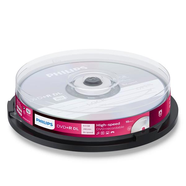 1X10 PHILIPS DVD+R 8,5GB DL 8X SP