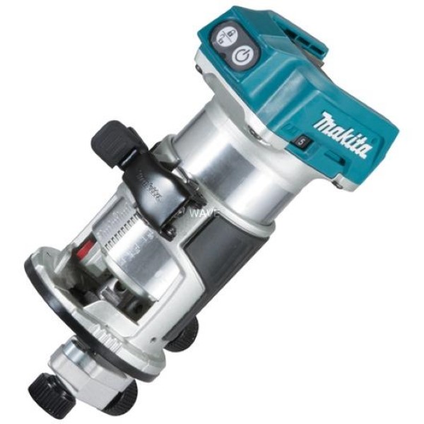MAKITA CORDLESS MULTIFUNCTION ROUTER DRT50Z, 18 VOLT, MILLING MACHINE BLUE - SILVER, WITHOUT BATTERY AND CHARGER