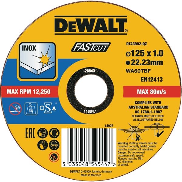 DEWALT HIGH-PERFORMANCE CUTTING DISC DT43902 FOR STAINLESS STEEL