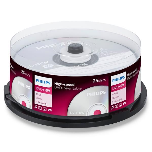 1X25 PHILIPS DVD+RW 4,7GB 4X SP