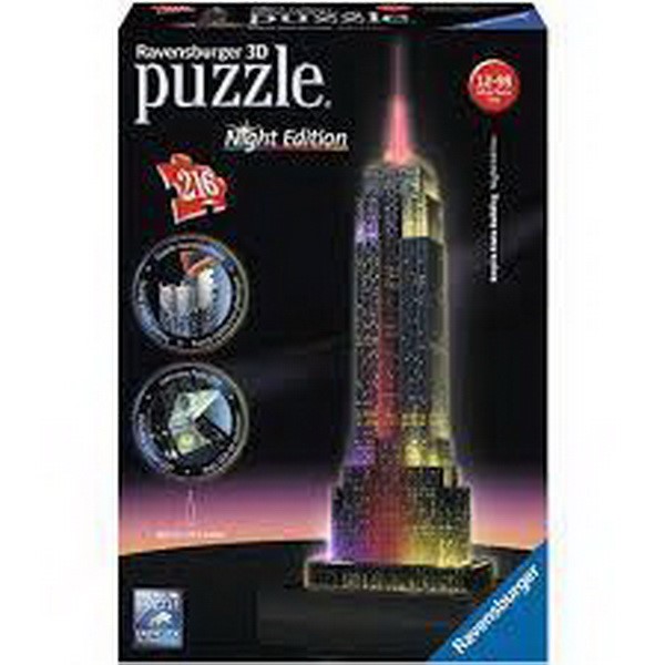 RAVENSBURGER PUZZLE 3D EMPIRE STATE BUILDING WITH LIGHTS  216PCS   12566