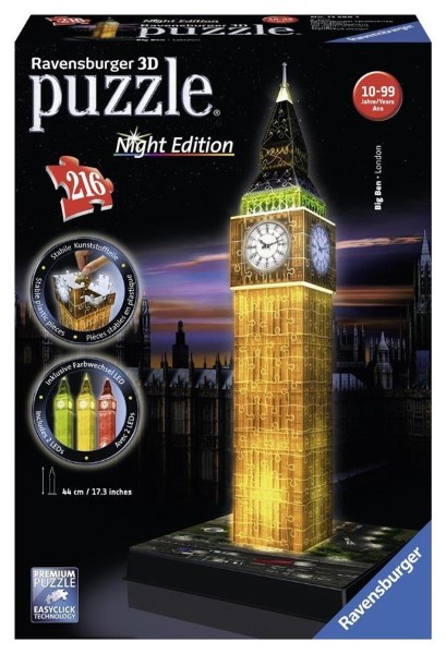 RAVENSBURGER 3D PUZZLE BIG BEN - LONDON NIGHT EDITION  216PCS   12588