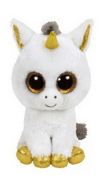 TY BEANIE BOO - PEGASUS WHITE UNICORN PLUSH TOY  40CM   1607-37059