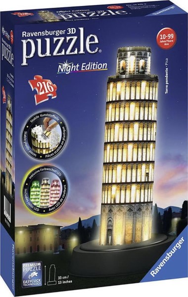 RAVENSBURGER - 3D PUZZLE NIGHT EDITION LEANING TOWER OF PISA 216PCS (12515)