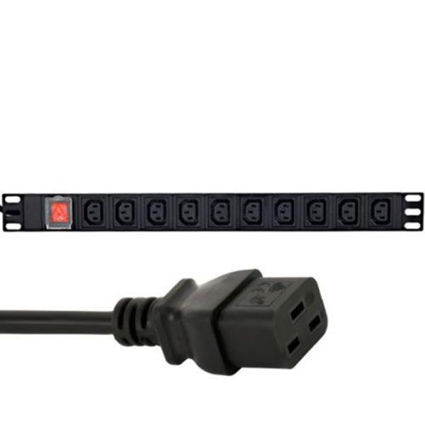 ENERGENIE POWER DISTRIBUTION UNIT PDU, 10PCS C13 SOCKETS, 1U, 16A, C19 PLUG 2M CABLE