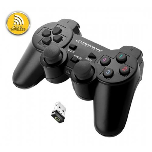 ESPERANZA WIRELESS GAMEPAD 2.4GHZ PS3/PC GLADIATOR BLACK