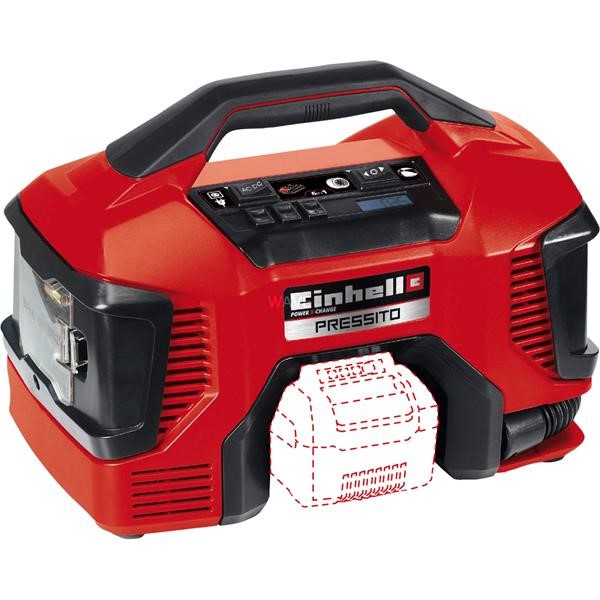 EINHELL HYBRID COMPRESSOR PRESSITO, 18 VOLT - 220 VOLT RED - BLACK, WITHOUT BATTERY AND CHARGER