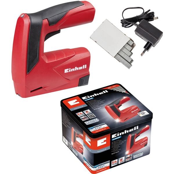 EINHELL CORDLESS TACKER CT TC-3.6 LI, ELECTRIC TACKER RED - BLACK, LI-ION BATTERY PACK 1.3AH