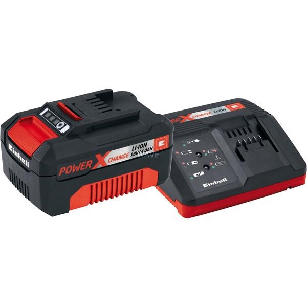 EINHELL POWER-X-CHANGE STARTER KIT 18VOLT 4AH, CHARGER BLACK - RED, BATTERY - CHARGER