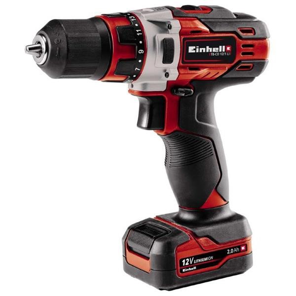 EINHELL CORDLESS DRILL TE-CD 12-1 LI RED - BLACK, 2X LI-ION BATTERY 2AH