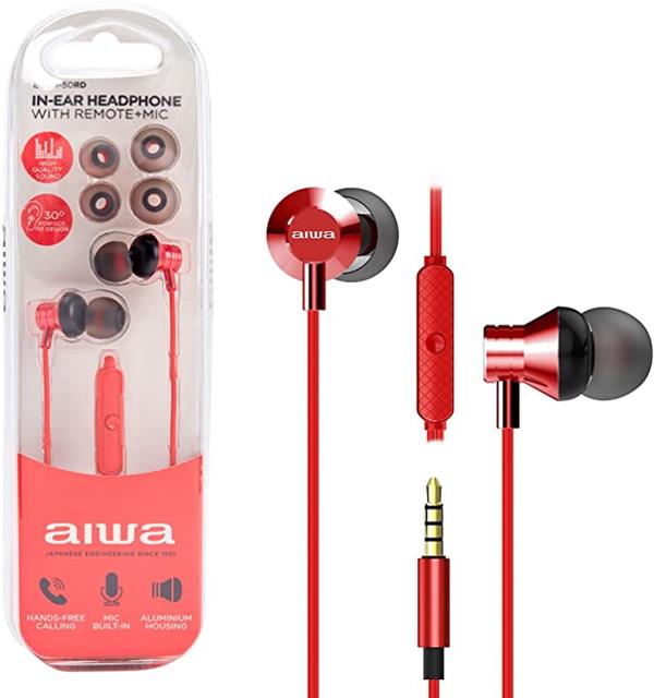 AIWA HEADPHONES MICRO ESTM-50RD NETWORK IN-EAR / JACK 3.5MM PLATE.GOLD/CABLE 120CM / MICRO ESTM-50RD