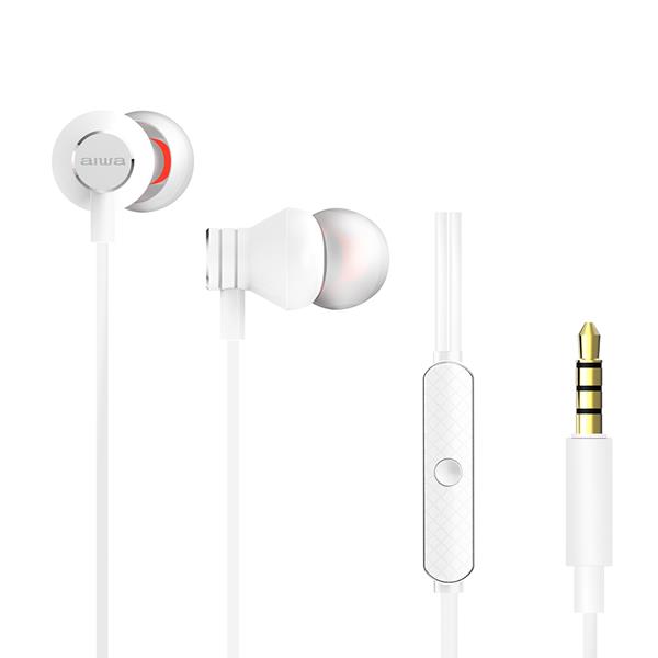 AIWA HEADPHONES MICRO ESTM-50WT WHITE IN-EAR / JACK 3.5MM PLATE.GOLD/CABLE 120CM / MICRO ESTM-50WT