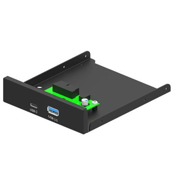 GEMBIRD INTERNAL 3.5''FRONT PC PANEL, USB 3.1 TYPE-A - TYPE-C PORT BLACK