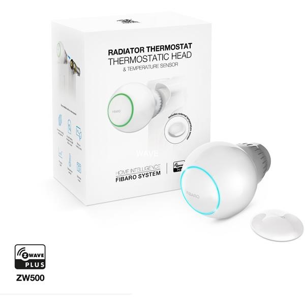FIBARO THERMOSTAT & TEMPERATURE SENSOR, SET LED RING HEATING TIMES PROGRAMMABLE AUTOMATIC CALIBRATION, FROST PROTECTION FUNCTION WHITE, STARTER PACK