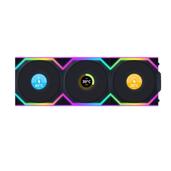 Lian Li UNIFAN SL Wireless LCD 120 -3PCS Reverse Black Triple pack include Controller