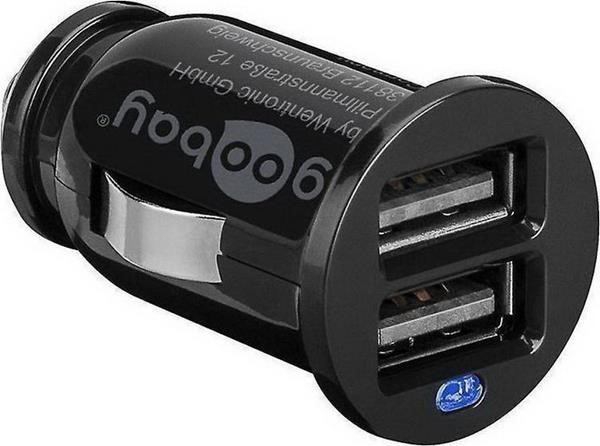 GOOBAY CAR CHARGER ADAPTER DUAL CHARGER BLACK, 2100MA