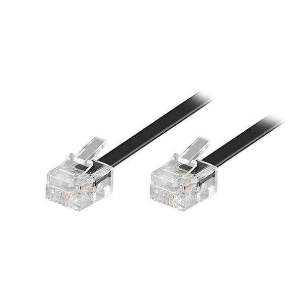 Goobay Flat Τηλεφωνικό Καλώδιο RJ11 6P4C 10m Μαύρο 50319