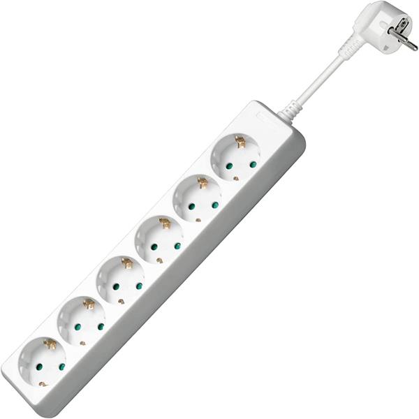 Goobay 51079 Power Strip / Multiple Socket Strip with 6 Sockets / Protective Contact Sockets / Touch Protection / 3500 W / 16 A / 230 V / Cable Length 3 m