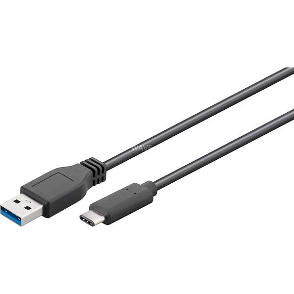 GOOBAY USB 3.0 A MALE  USB-C CONNECTOR REVERSIBLE CABLE BLACK, 50CM