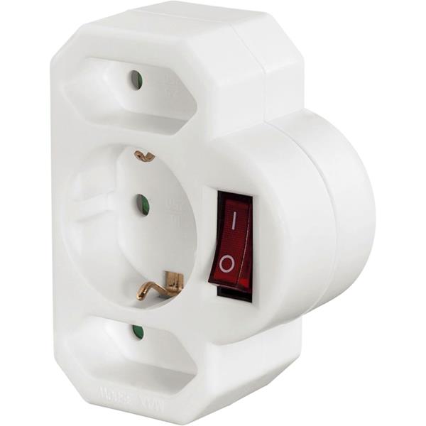 HAMA MULTI SOCKET 3-FOLD ADAPTER WITH SWITCH WHITE